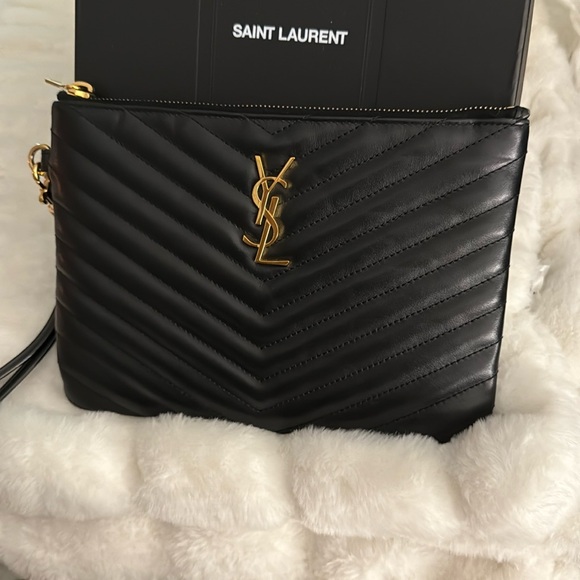 Saint Laurent Handbags - SAINT LAURENT Monogram YSL Matelasse Pouch Wallet Clutch 379039